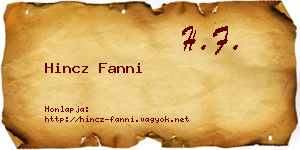Hincz Fanni névjegykártya